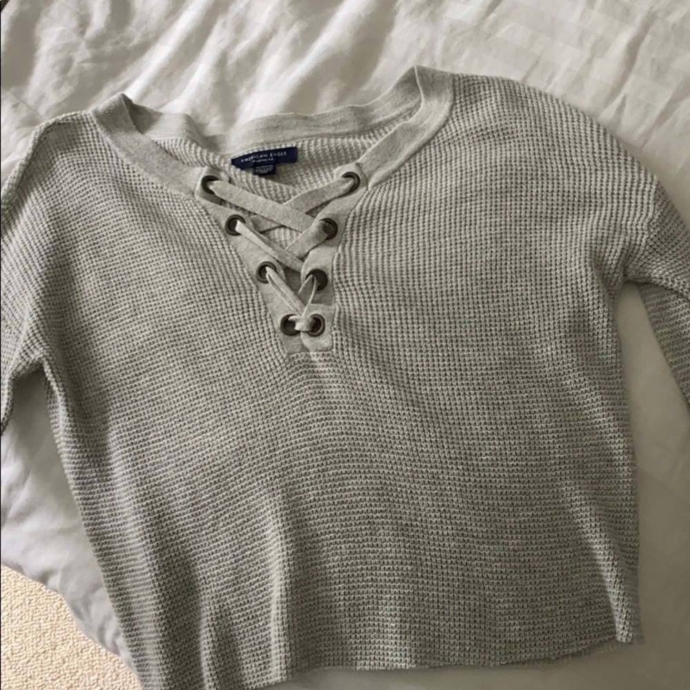 Ribbed American eagle crop sweater